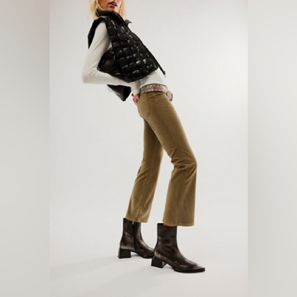 Free people 	In My Feelings Velvet Crop Slim Flare Pants size large